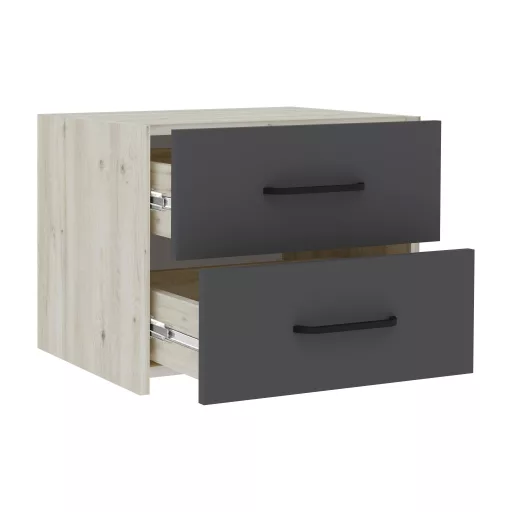 Malmo V17 hálószoba szett 160 x 200 cm-es ággyal, Fehér tölgy / Antracit
