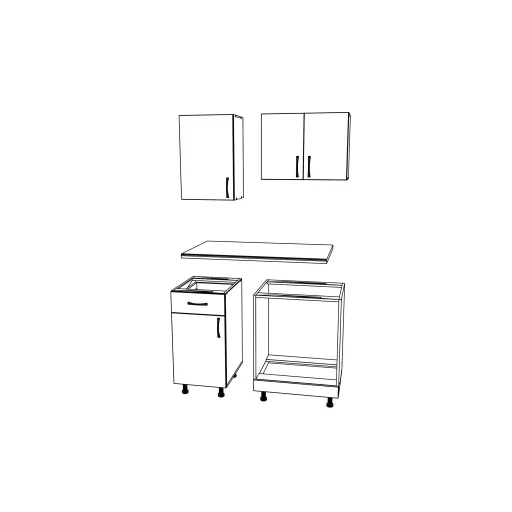 Karo V1 konyhabútor 28 mm-es Thermo munkalappal, Fényes szürke / Fehér, MDF, 100 cm