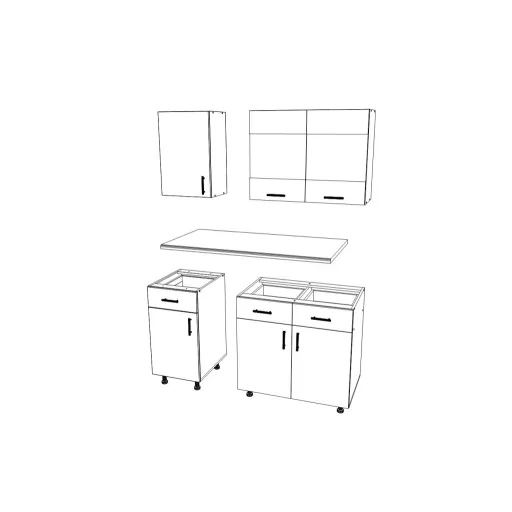 Karo V3 konyhabútor 28 mm-es Thermo munkalappal, Fényes szürke / Fehér, MDF, 120 cm