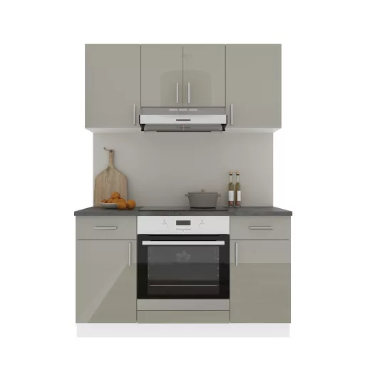 Karo V5 konyhabútor 28 mm-es Thermo munkalappal, Fényes szürke / Fehér, MDF, 140 cm