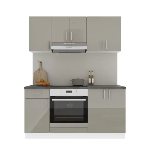 Karo V6 konyhabútor 28 mm-es Thermo munkalappal, Fényes szürke / Fehér, MDF, 160 cm