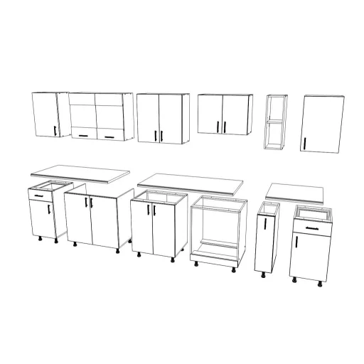 Karo V25 konyhabútor 28 mm-es Thermo munkalappal, Fényes szürke / Fehér, MDF, 300 cm