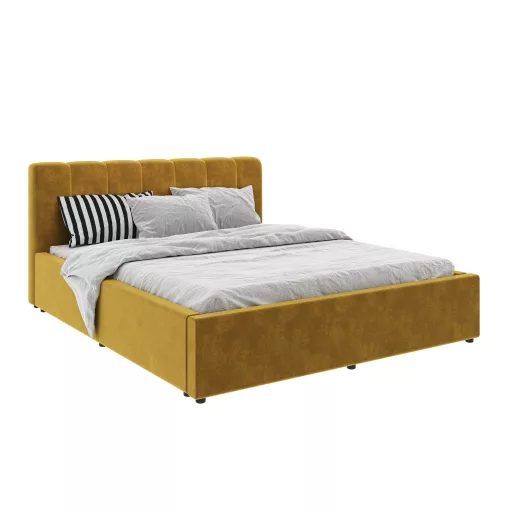Almo kárpitozott ágy, 160 x 200 cm, Okker