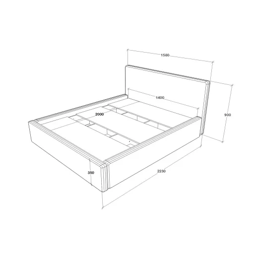Fargo kárpitozott ágy, 140 x 200 cm, Grafitszürke