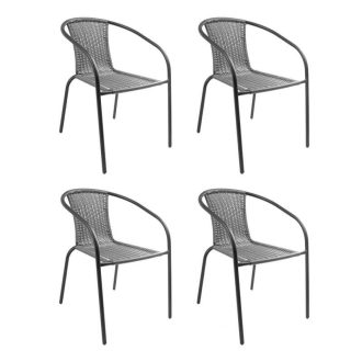    Herkules 3 acélvázas műrattan kerti szék - Szürke - 4 DB N