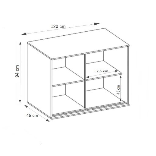Tablet 2 120 Tolóajtós Komód 120cm, Fehér