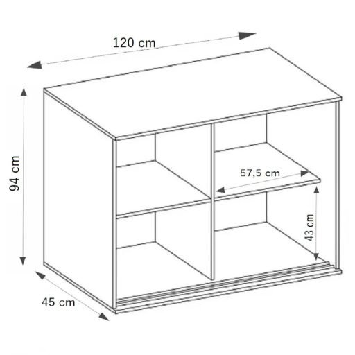 Tablet 2 120 Tolóajtós Komód 120cm, Szürke Hamu