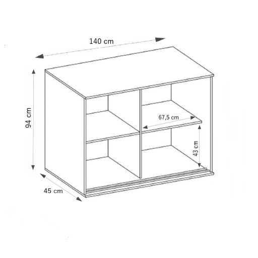 Tablet 2 140 Tolóajtós Komód 140cm, Sonoma Tölgy