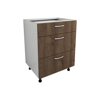   Benita 3 fiókos Alsó konyhaszekrény  Bronz Tölgy-Fehér 60x50x80 cm  N