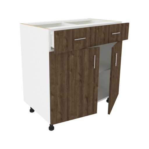 Benita 2 fiókos 2 ajtós Alsó konyhaszekrény  Bronz Tölgy-Fehér 80x50x80 cm  N