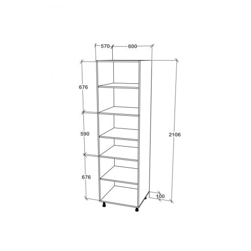 Benita  Magas konyhaszekrény  Sonoma Tölgy-Fehér 60x57x210 cm  N