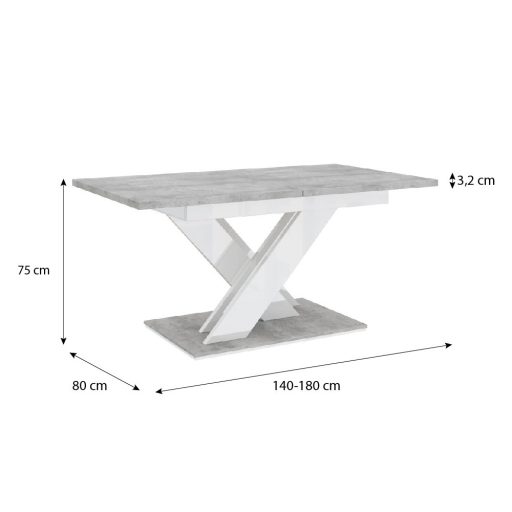 Maasix SWTG Magasfényű Fehér - Beton 4 személyes étkezőszett Fekete Coleta székekkel  N