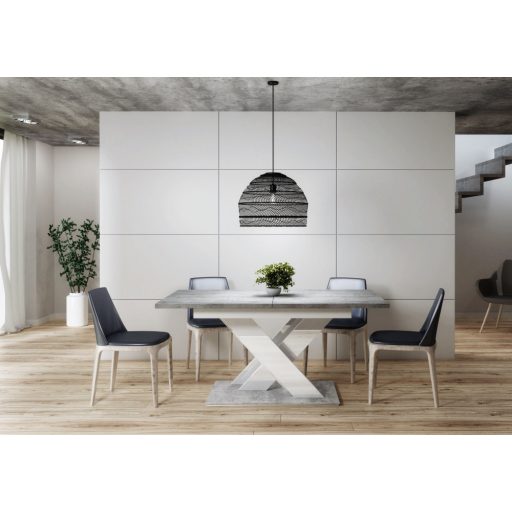 Maasix SWTG magasfényű 6-8 személyes bővíthető étkezőasztal Beton